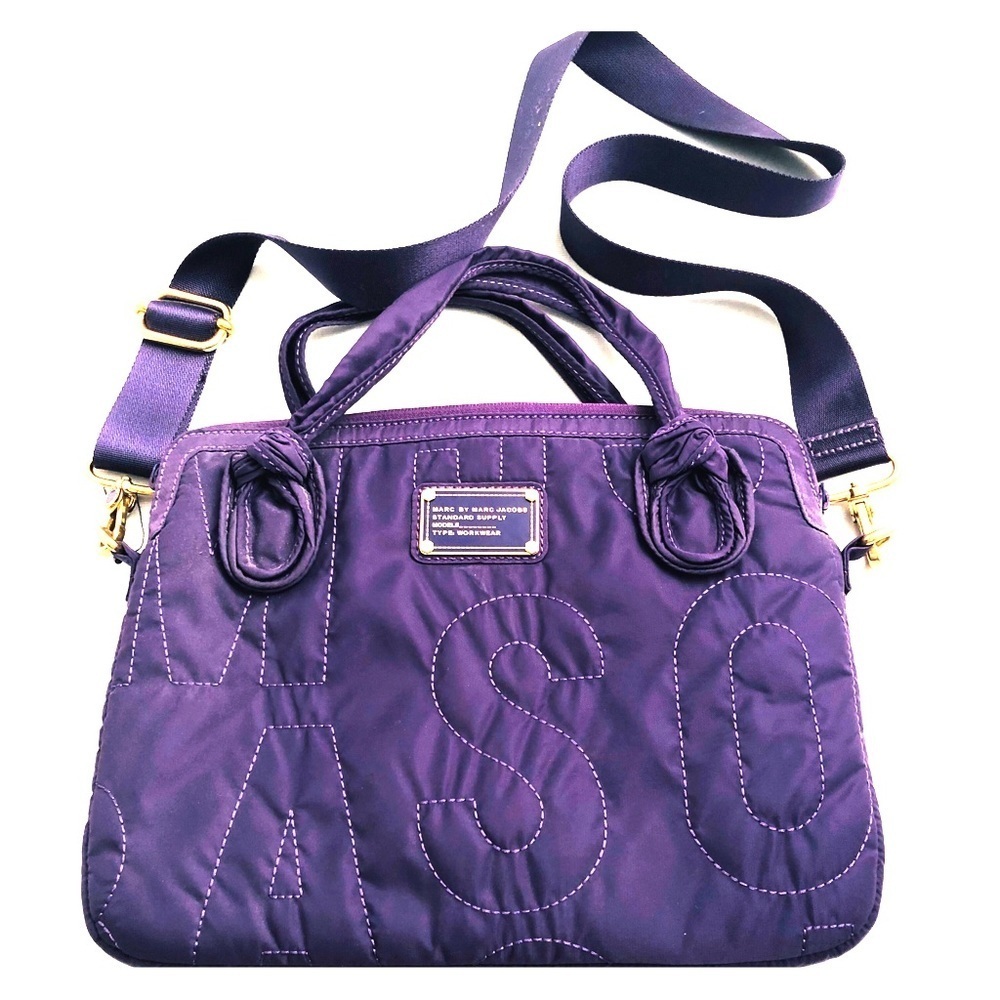 Marc by Marc Jacobs purple laptop tablet bag with adjustable removable strap